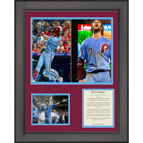 Framed Bryce Harper Walk-off Grand Slam Philadelphia Phillies 11"x14" Baseball Three Photo Collage