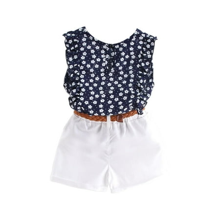 

Follure Tops Shorts Kids Toddler T Shirt Clothes Summer Set Baby Girl Pants Flying Sleeves Chiffon White Pants Set 6 Set New Born Winter