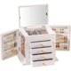 thumbnail image 1 of Joyero ProCase grande de madera de 5 capas con espejo, color blanco, 1 of 6