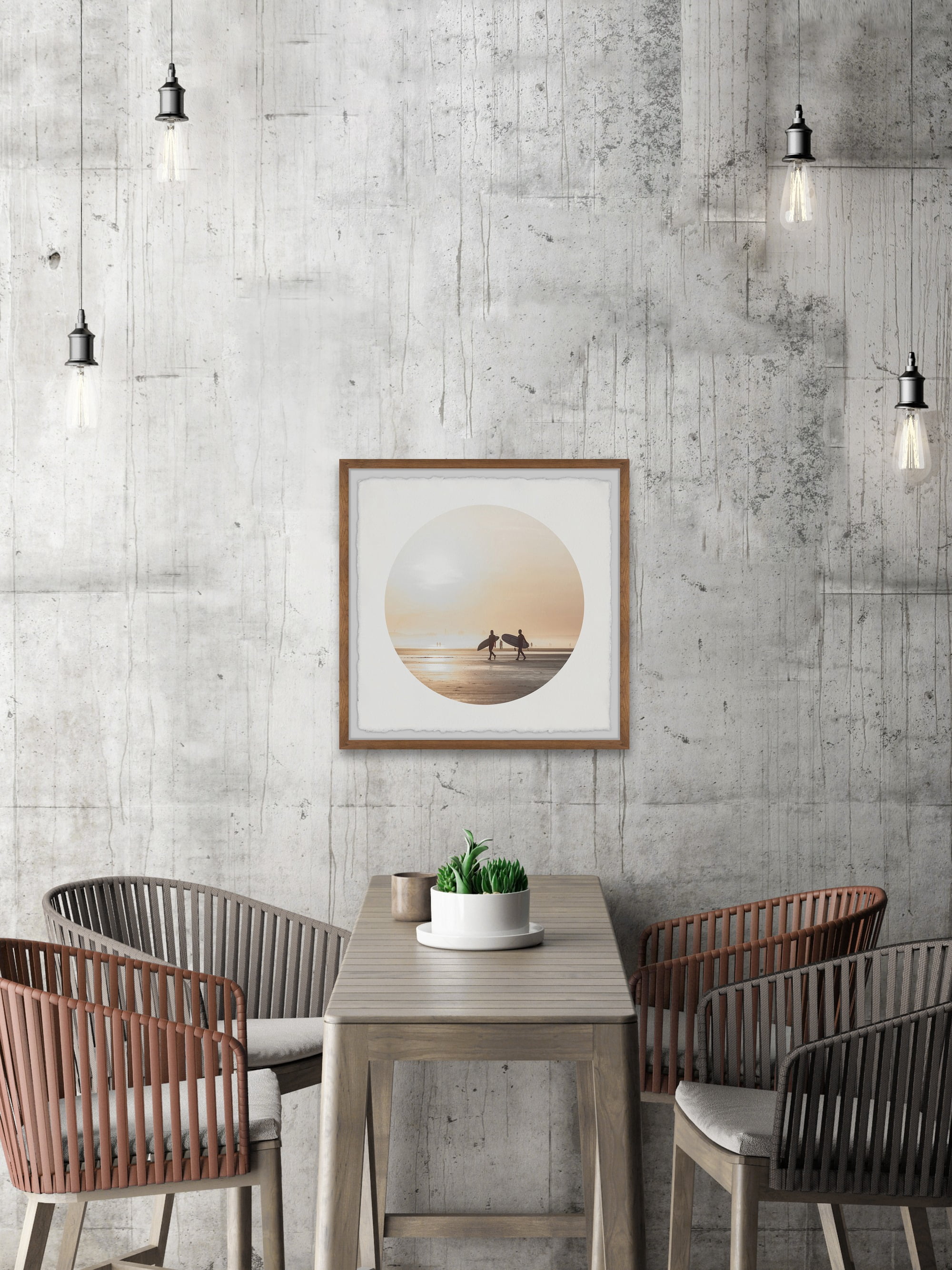 Marmont Hill Sunset Surfers Framed Wall Art, 18" x 18"