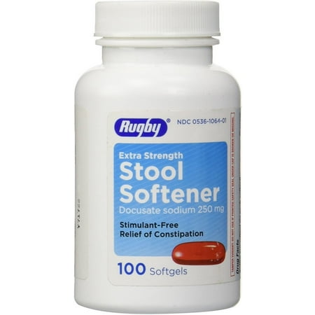 Rugby Stool Softener Docusate Sodium 250mg Soft Gels 100 (The Best Stool Softener For Adults)