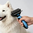 thumbnail image 6 of Pet Dematting Comb, Double Sided Dog Cat Grooming Brush with Stainless Steel Blades, Undercoat Rake for Long Hair Mat Removal, 6 of 9