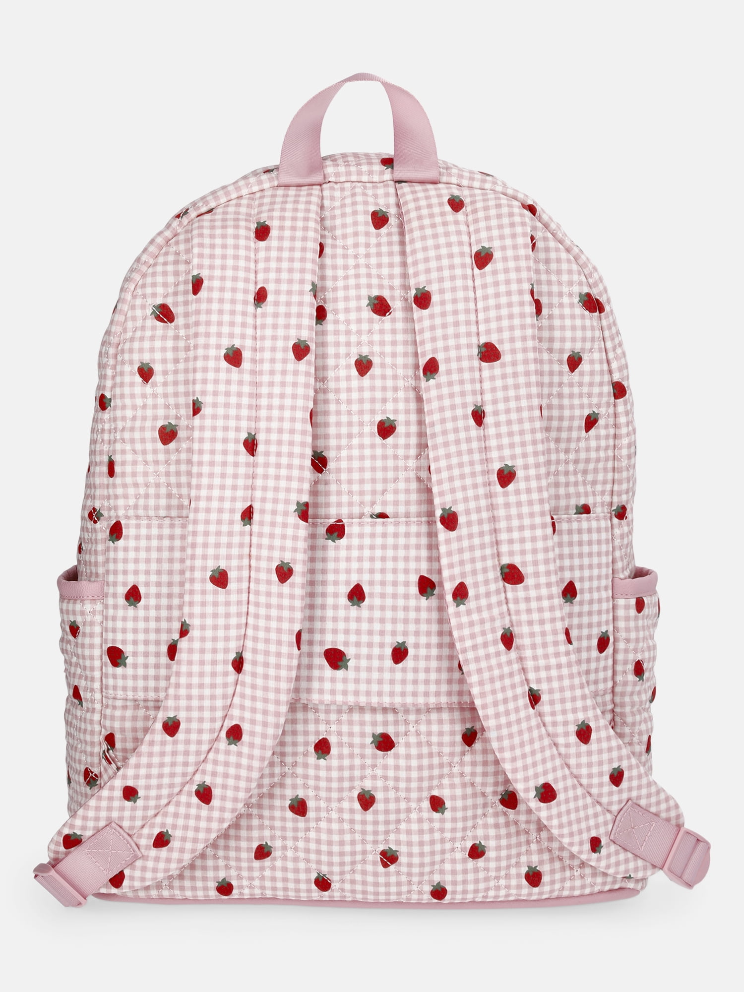 MNYC Women's Double Pocket Dome Backpack Pink Strawberry