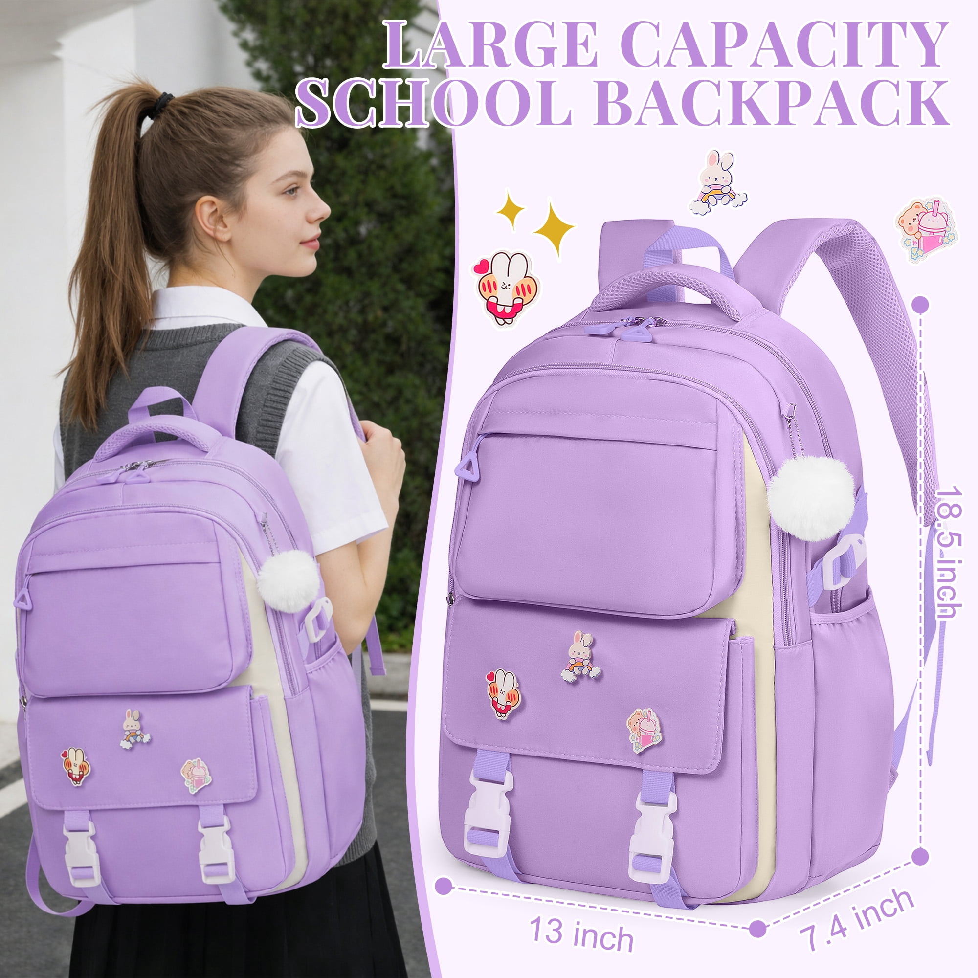 DAKIMOE Kids Backpack School Backpacks for College Cute Girl Middle High School Bookbag Large Capacity Lightweight Waterproof Daypack for Teens Students