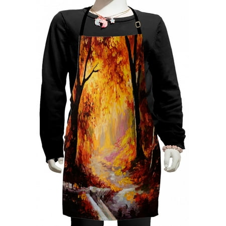 

Country Kids Apron Paint of a Forest with Autumn Color Leaves Fall Time Sadness Season Theme Art Boys Girls Apron Bib with Adjustable Ties for Cooking Baking Painting Orange Brown by Ambesonne