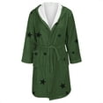 thumbnail image 4 of Women's Star Print Fleece Bathrobe, Long Length Plush Robe, Soft Cozy Loungewear, Knee Length Gown with Pockets, Comfortable Spa Style Robe for Women Green XL, 4 of 5