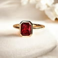 thumbnail image 5 of STERLING MINIMALIST Vintage Red Ruby Anniversary Ring Solitaire Engagement Ring Radiant Cut Gemstone July Birthstone Gift for Her, 5 of 6