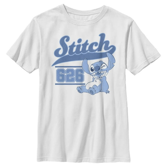 Boy's Lilo & Stitch White Collegiate 626 Graphic Tee White Large
