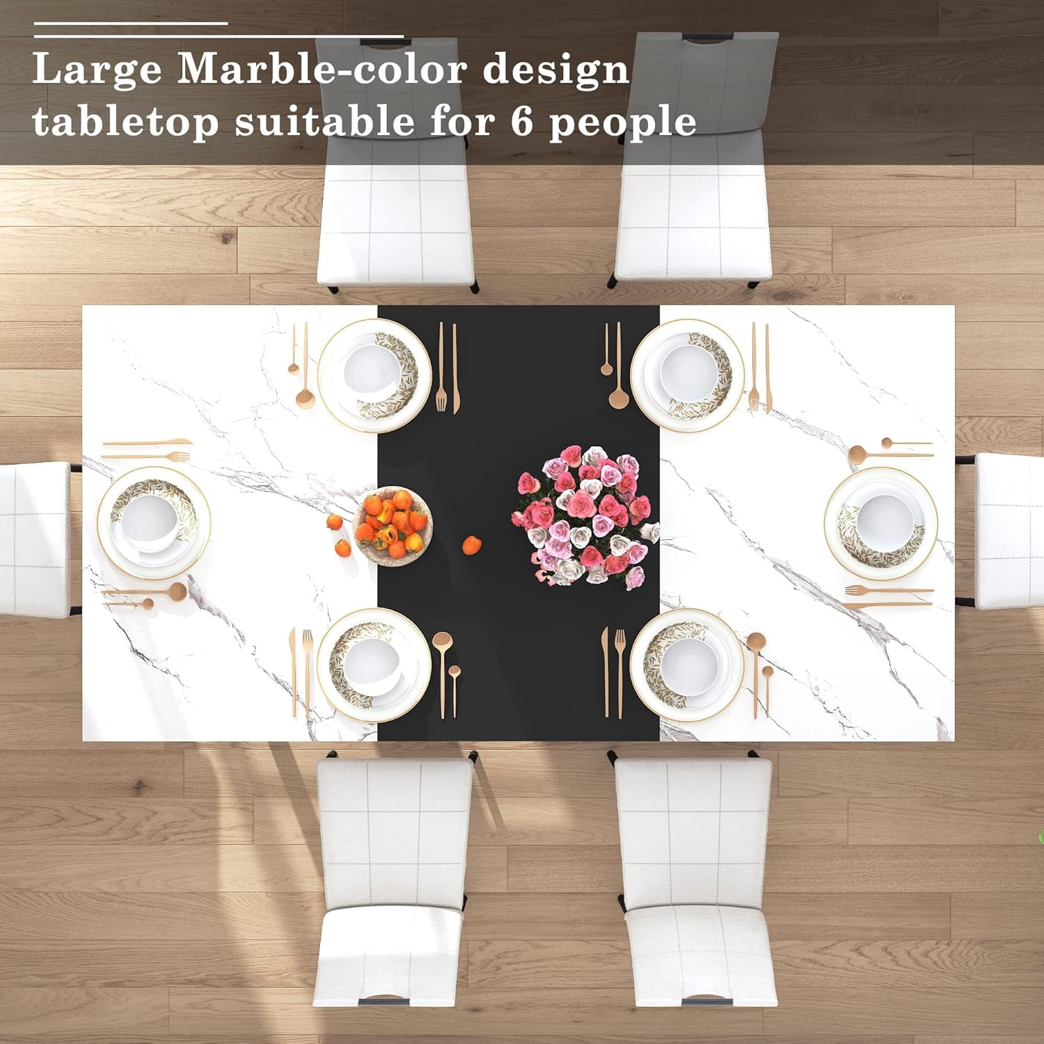 ChVans 7 Pcs Dining Table Set for 4-6 People with Chairs,71" Kitchen Dinner Table W/Waterpoof Wooden Tabletop,6 PCS Upholstered PU Chairs,Rectangular Wood Tables W/Adjustable Leg for Home Dining Room