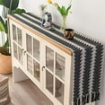 thumbnail image 5 of Fennco Styles Reversible Geometric Canvas Cotton Table Runner with Tassels – 14”W x 71”L Black &amp; White Table Cover for Dining Table Décor, Banquets, Holidays and Special Occasio, 5 of 9