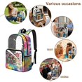 thumbnail image 5 of ZIATUBLES 17 Inch Clear Backpack, Heavy Duty Folk Flower Tie Dye Print Fabric & PVC Transparent Bag with Front Pockets & Side Mesh, Large Capacity See Through Bookbag for School Work Travel, 5 of 7