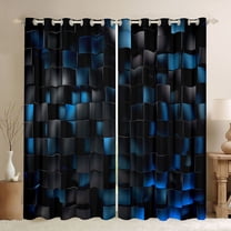 Castle Fairy Geometric Grid Plaid Curtains Pack of 2 (42x84 Each) for Female Men Women,Futuristic Cubes Curtains Blackout,Pixelated Blocks Miners Bedroom Curtains,Luxury Bedroom Decor