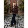 thumbnail image 6 of Female Faux Fur Coat Faux Fur Jacket Long Sleeve Lapel Furry Winter Jackets Parka Short Coat Coffee M, 6 of 9
