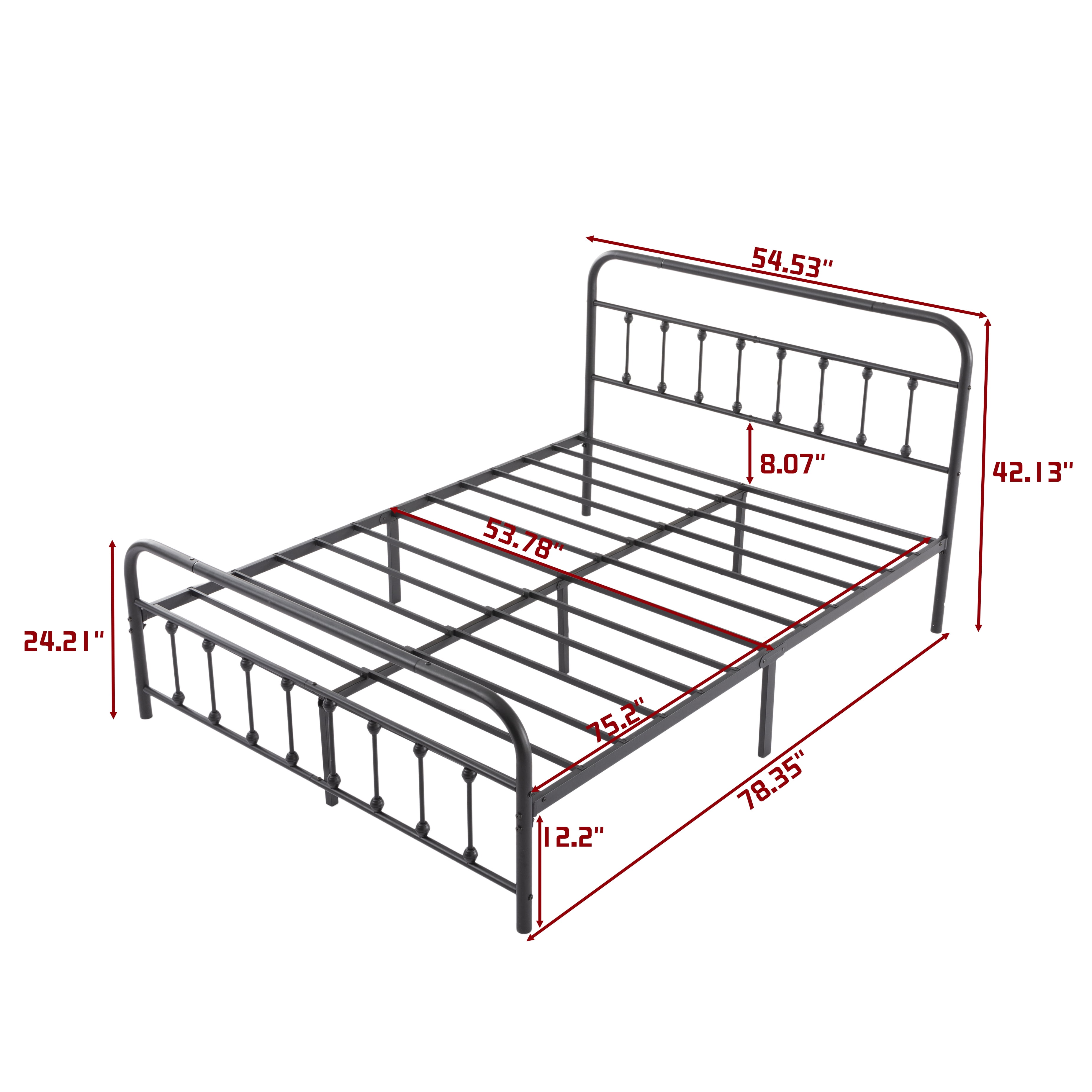 Gewnee Full Size Metal Bed Frame,No Box Spring Needed Heavy Duty Steel Slat Foundation with Under-Bed Storage,Easy Assembly Platform for Bedroom,Guest Room,Dorm
