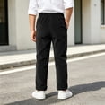 thumbnail image 5 of CYRBOKO Corduroy Pants for Boys, Casual Elastic Waist Comfy Relaxed Fit School Uniform Pants Black Size 10-12 T, 5 of 7