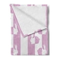 thumbnail image 2 of Easter Soft Flannel Fleece Throw Blanket, Bunny Rabbits in Vivid Pastel Tones Animal Baby Kids Girls Childish Design, Cozy Plush for Indoor and Outdoor Use, 60" x 80", Pink White, by Ambesonne, 2 of 5