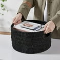 thumbnail image 3 of Wicker Storage Basket, Hand-Woven Paper Rope Large Round Woven Basket With Handles, Wicker Baskets for Organizing/Storage, Black, 3-Pack, 3 of 16