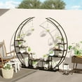 thumbnail image 2 of 5 Tier Metal  Stand Indoor, 67.25“ Tall Half Moon Shape Multiple Stand Holder Shelf Planter Display, Hanging Shelf Flower Stand Ladder for Patio Garden Living Room, Black Set of 2, 2 of 8