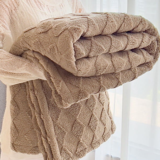 Fiudx Ofertas relámpago Manta polar de leche para invierno, manta gruesa de lana Coral para siesta en la oficina, funda para sofá, chal, manta pequeña para uso en todas las estaciones