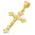 thumbnail image 5 of 14k Gold Heavy Plated Fleur-De-Lis Trefoil Crucifix Pendant + 20" 2mm Rope Chain Necklace Set, 5 of 7