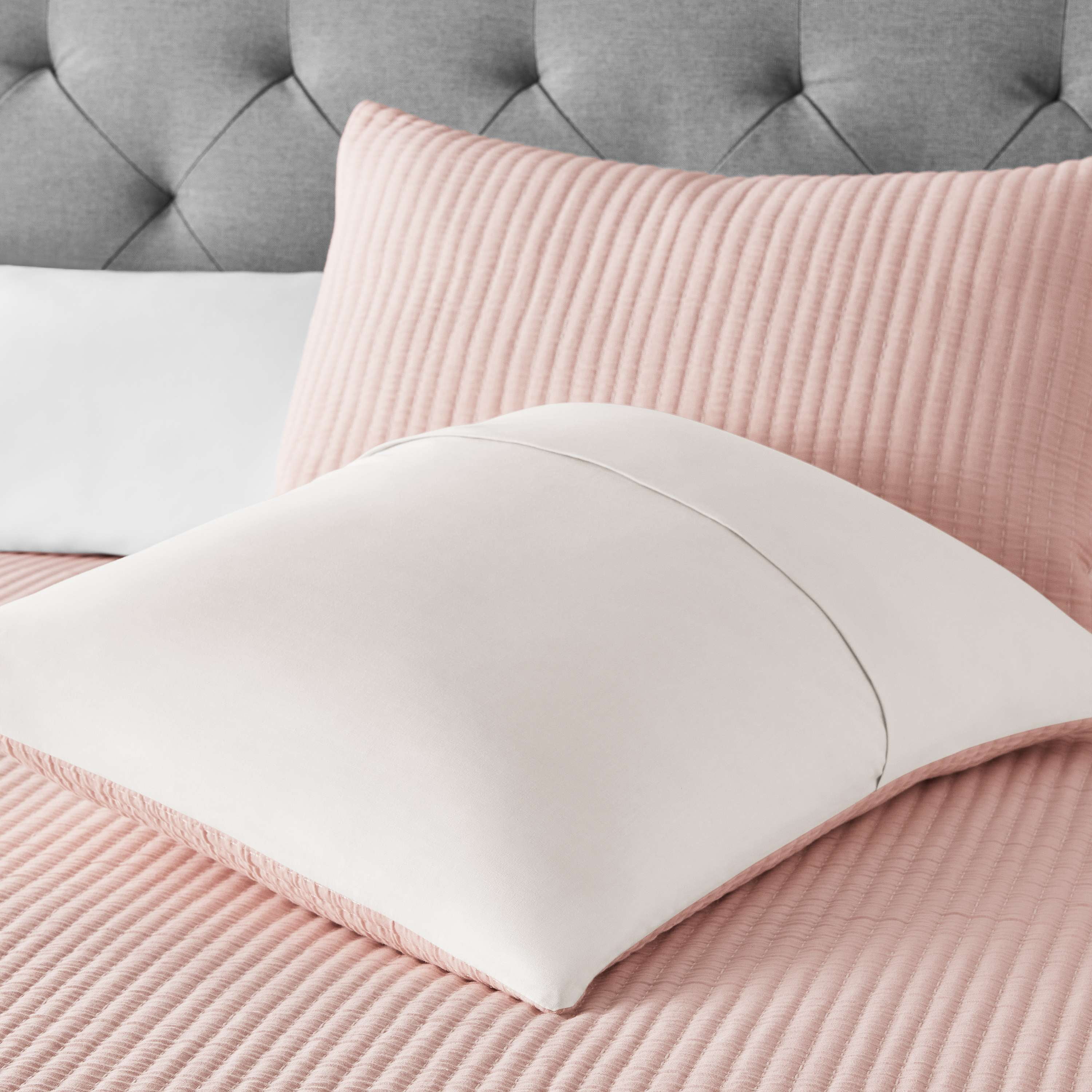 Mainstays King Pillow Sham - Blush Pink Matelasse, Cotton-Rich Decorative Bed Sham, 2 Pack