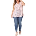 thumbnail image 2 of Agnes Orinda Plus Size Floral Blouse Sleeveless Tank Top for Women Comfortable and Stylish 4X Pink, 2 of 6