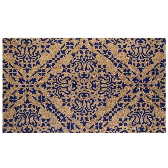 Briarwood Lane Blue Damask Coir Doormat 18 x 30