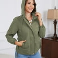 thumbnail image 4 of Defitshape Women's Rain Jacket Outdoor Waterproof Short Anoraks Hooded Lightweight Raincoat Long Sleeve Full Zip Fall Top Casual Windbreaker Light Green 16, 4 of 5