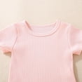 thumbnail image 6 of Hienoo Baby Girls Outfits Short Sleeve Ribbed Romper Jumper Dress Set, Sizes 0-24 Months, 6 of 8