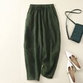 thumbnail image 2 of Tuphregyow Women's Cotton Linen Leisure Capris New Style Hiking Solid Trendy Wide Leg Casual Baggy Pants High Waist Pleated Loose Pants Green M, 2 of 3