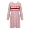 thumbnail image 6 of FDGIU Women's Christmas Nightgown Long Sleeve - Cute Graphic Print Loose Crewneck T-Shirt Dress, Holiday Sleepwear & House Coat, 6 of 6