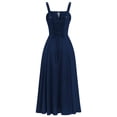 thumbnail image 6 of vigerkar Women Floral Corset Dress Summer Dress 2026 Boho Flowy Slit Lace Up Midi Dresses Going Out A Line Casual Sundress (Blue, XL), 6 of 6