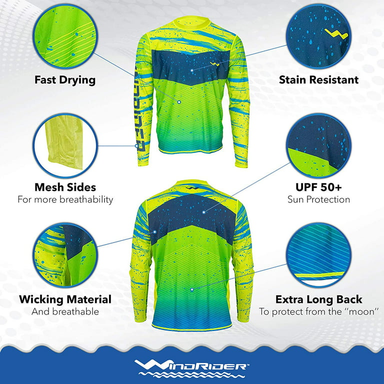Windrider Long Sleeve Fishing Shirts for Men UPF 50+ Sun Protection with Mesh Sides Stain Resistant and Moisture Wicking, Men's, Size: XL, Green