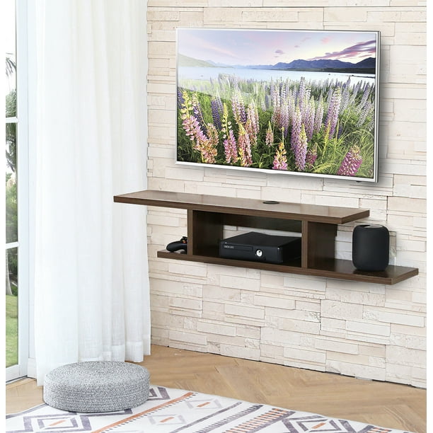  Martin Furniture Asymmetrical Floating Wall Mounted TV Console,  72inch, Light Brown, 72 : Home & Kitchen