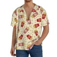 thumbnail image 3 of Honeii 's Cartoon Popcorn for men's short-sleeved button-up collared shirt featuring a pocket, perfect for beach vacations, and travel adventures., 3 of 5