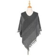 thumbnail image 4 of Poncho Rayé pour Femmes avec Franges Foulard Châle Tricoté Wraps Frangés Pull Cape Cadeaux pour Femmes, 4 of 4