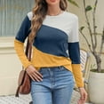 thumbnail image 4 of Womens Tops Color Block Tunic Tops Casual Long Sleeve Shirts Round Neck Pullover Blouses For Women, 4 of 7