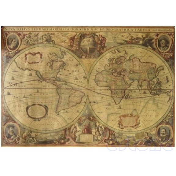 COOLHOOD 71x50cm Retro Vintage Old World Map Matte Brown Paper Poster Home Decor