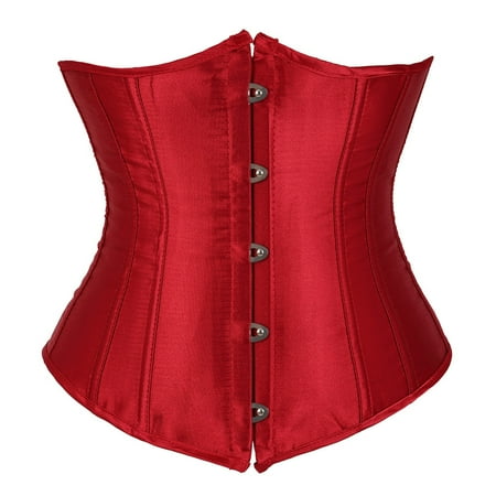 JULMCOMO Corset Tops for Women  Pleated Trim Bustier Shapewear Lingerie Lace Waist Push Up Bodysuit Wine X5XL