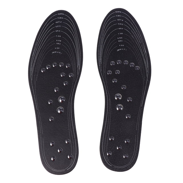 EeaseMX 1 par de plantillas de masaje magnéticas con almohadillas de acupresión magnéticas recortables para mujeres y hombres (negras)