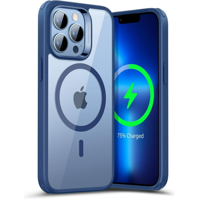 Pour iPhone 16 Pro Max Étui, Compatible avec MagSafe, Protection Antichoc de Qualité Militaire, Étui Magnétique pour iPhone 16 Pro Max, Étui Hybride Classique (HaloLock), Transparent, Bleu Clair