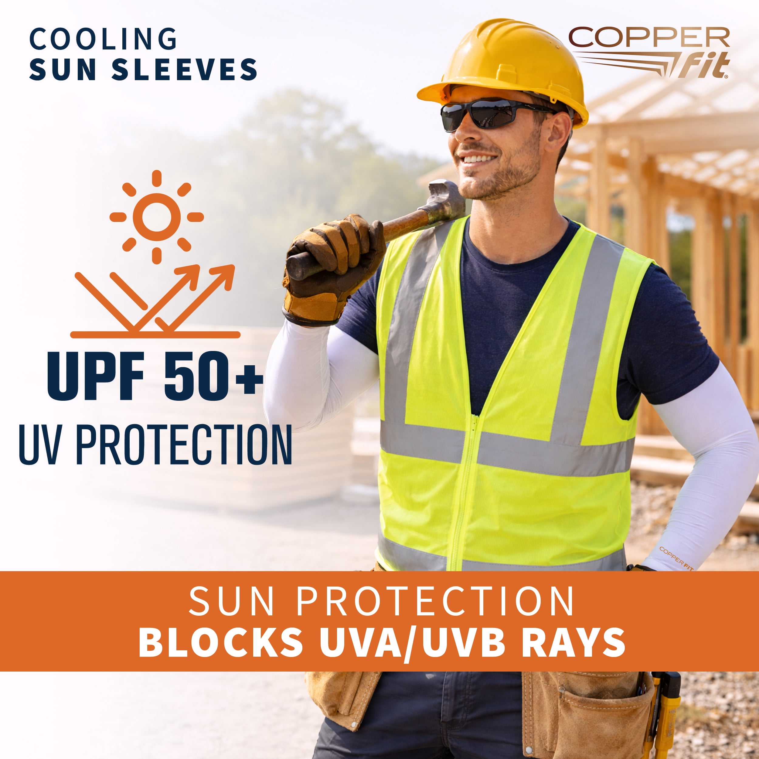 Copper Fit Cooling Sun Sleeves, UPF 50+ UV Protection Arm Sleeves, Breathable & Sweat-Wicking, Large/XL, 2 Pack