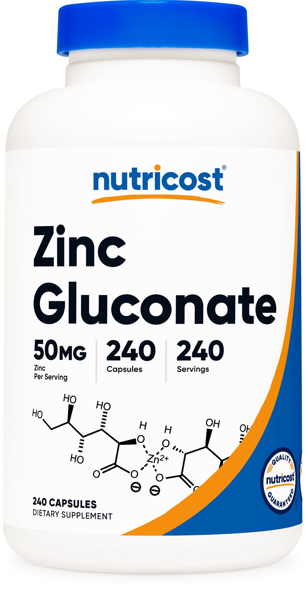Nutricost Zinc Gluconate 240 Vegetarian Capsules (50mg) Gluten Free