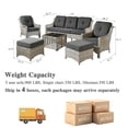 thumbnail image 4 of Ovios 6 Pieces Outdoor Furniture Set High Back All-Weather Wicker Patio Conversation Set with Ottomans & Solar Light Coffee Table, Black, 4 of 11