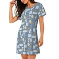 thumbnail image 2 of Naloa Blue Bathroom Print Women Nightgowns,Womens Loungewear,Short Sleeve Sleepwear,Comfy Ladies Nightdress, 2 of 6