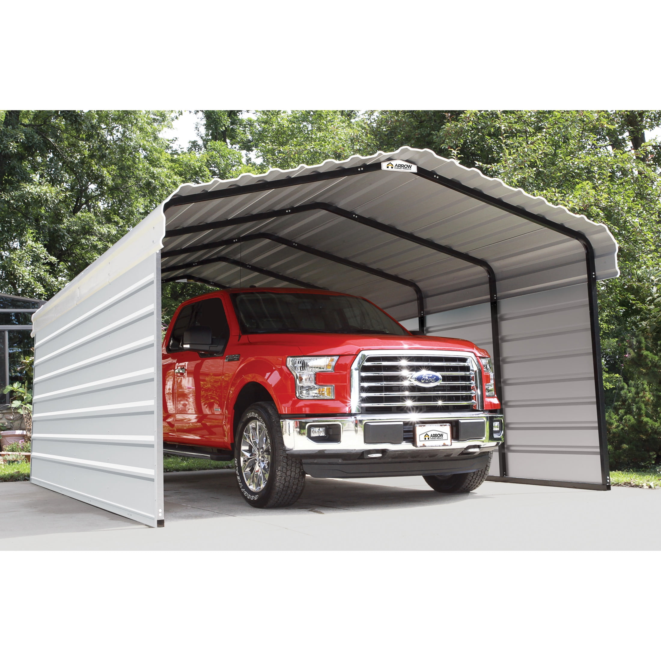 Arrow 20 x 12 x 7 ft Eggshell Steel Carport With 2 Side Wall Kit