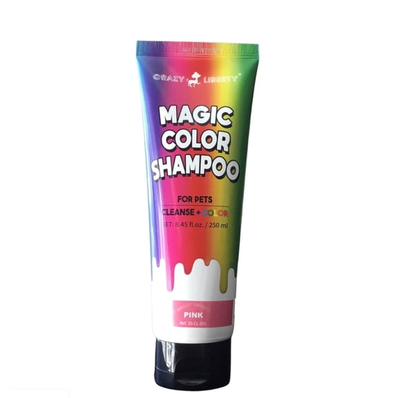Crazy Liberty MAGIC COLOR SHAMPOO Semi-Permanent Hair Coloring Pink Ammonia and Paraben Free Shampoo for Dogs 8.45 oz Bottle