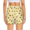 thumbnail image 4 of Uemuo Sunflowers Bee Pattern Women's Athletic Shorts High Waisted Running Shorts with Liner Pockets Gym Elastic Workout Shorts-Large, 4 of 9