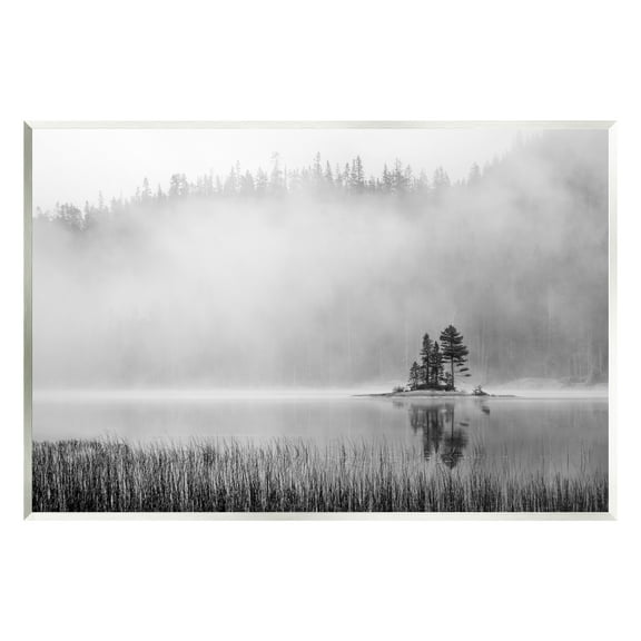 Stupell Foggy Lake Landscape Trees Landscape Photography Wall Plaque Unframed Art Print Wall Art