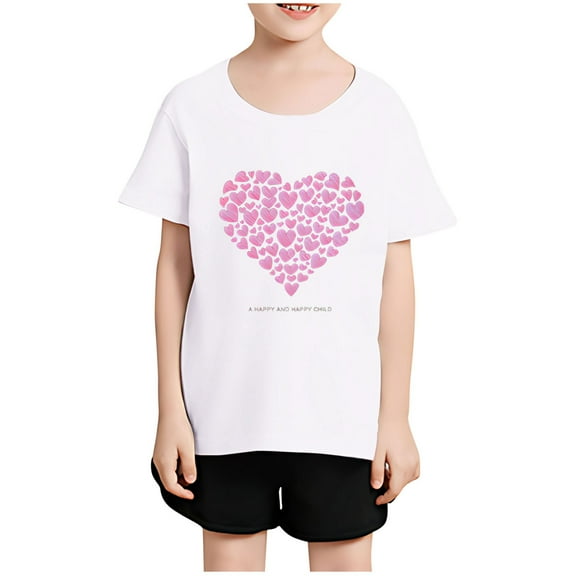 Cethrio Graphic Tees for Girls, Casual Pullover Crew Neck Short Sleeve Summmer Shirts White Size 2-4 T